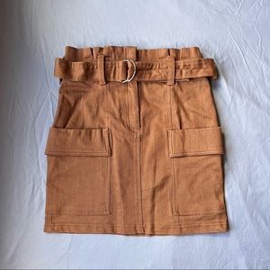 BROWN BELTED UTILITY MINI SKIRT